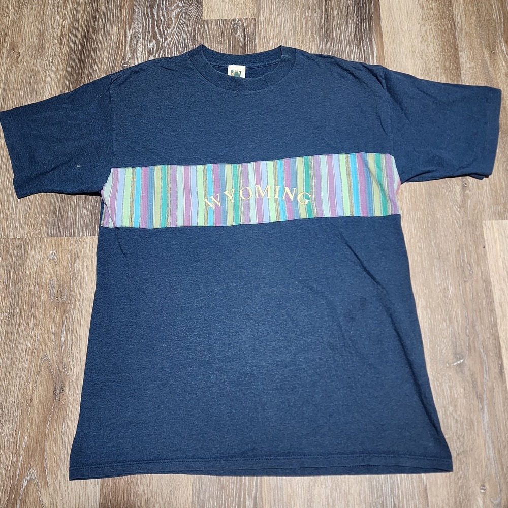 Vintage Single Stitch Wyoming USA State T Shirt Mens XL‎ Classics Blue 90s Y2K